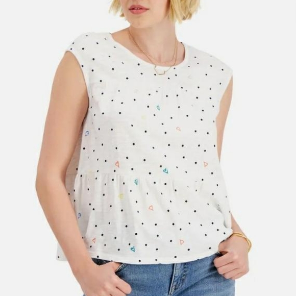 Style & Co Women's Heart Dot print Tiered Tank Top Size Medium NWOT - Picture 1 of 11